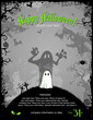 Halloween party invitation or background with cute little ghost