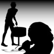woman singing vector silhouettes