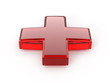 Red Glass Cross On White Background