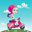 woman riding motorcycle vector