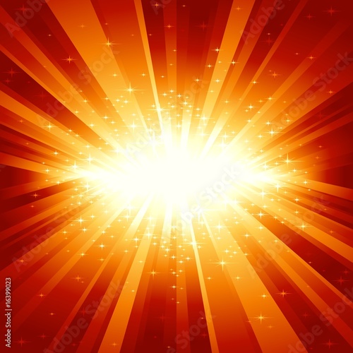 Red golden light burst with stars Red golden light burst with stars