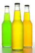 Three cold drinks on white background