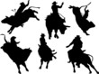 Six rodeo silhouettes. Vector illustration