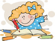 The funny girl  doing his homework