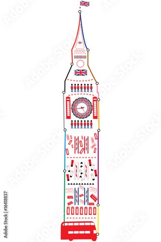 Vector: Big Ben Tower white Big Ben Tower white