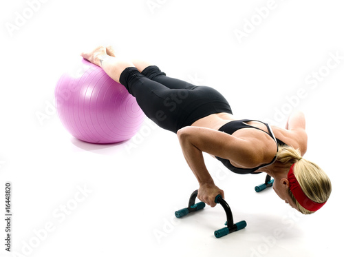 Photo: illustration pose middle age woman push up bars and fitness co illustration pose middle age woman push up bars and fitness co