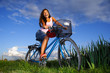 Biking woman excited
