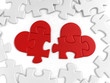 Heart-shaped pieces of jigsaw puzzle. 3D-rendered image