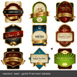 vector set: gold-framed labels - 9 items