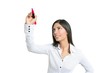 Brunette businesswoman writing on a copyspace Brunette businesswoman writing on a copyspace