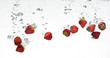 Background of water bubbles and strawberries.