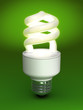 Compact Fluorescent Bulb - on green background Compact Fluorescent Bulb - on green background