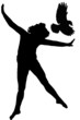 Silhouette of the girl and bird