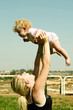 Mother and son playing