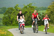 Family riding bicycles