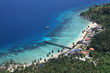 Aerial view of clear blue water beach