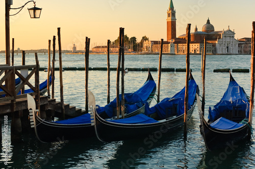 Photo: Gondolas and church in Venice Gondolas and church in Venice