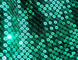 Shimmering blue textile closeup for disco, christmas design.
