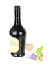 Liqueur  black bottle with two sweets.