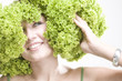 girl with lettuce hairdo