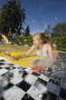 Water fun with young girl