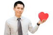 Asian guy with love gift box