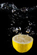 Fresh lemon in the water