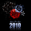 red and blue new year's fireworks