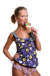 attractive young woman with lollipop
