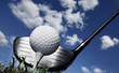 Golf club and ball in grass Golf club and ball in grass