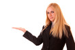 Photo: Young beautiful woman over white background Young beautiful woman over white background