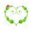 Ecology pattern abstract heart with leafs and ladybirds love