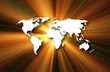 World Map On Light Burst Background