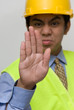Photo: Stop hand sign by foreman Stop hand sign by foreman