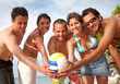 People with a volleyball