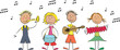 Vecteur 4 enfants musique