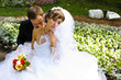 Happy bride and groom
