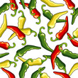 Chili peppers seamless pattern with white background Chili peppers seamless pattern with white background