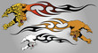 Panther in a throw from tongues of flame for design and a tattoo