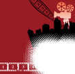 Cinema theme with movie projector and filmstrip Cinema theme with movie projector and filmstrip