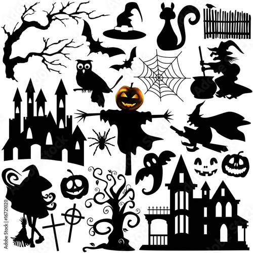 Illustration: Set of Halloween shapes Set of Halloween shapes