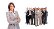 Foto: Confident cute business woman with team of business people Confident cute business woman with team of business people