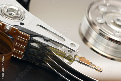 Photo: Hard disk drive - magnetic heads Hard disk drive - magnetic heads