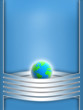 Blue shiny wavy elements on a blue gradient background with Eart Blue shiny wavy elements on a blue gradient background with Eart