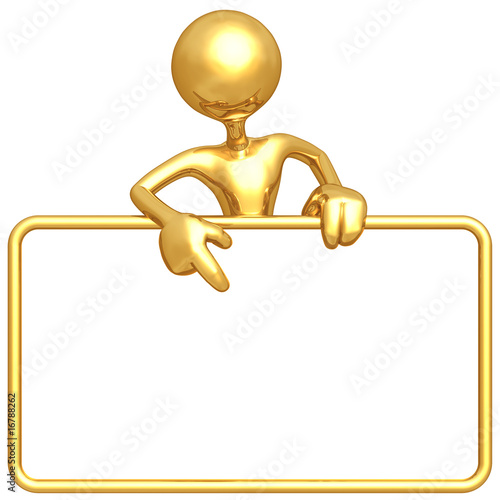 Illustration: Gold Guy With Blank Sign Gold Guy With Blank Sign