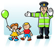 Kids Crossing The Road In Safety