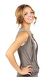 Composed Gorgeous Fashion Model Posing In Profile Smiling Composed Gorgeous Fashion Model Posing In Profile Smiling