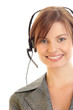 Friendly secretary/telephone operator wearing headset