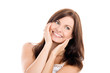 Portrait of beautiful woman touching her face