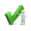 Man and green check mark. 3d rendered illustration. Man and green check mark. 3d rendered illustration.